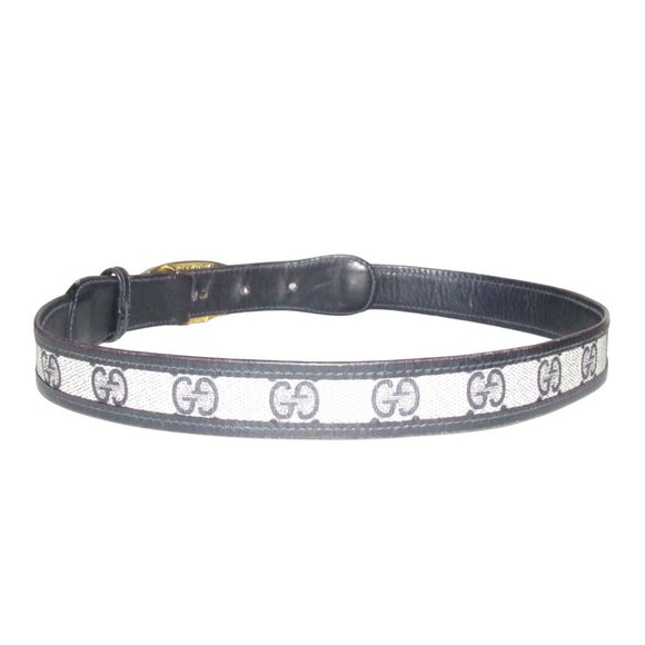 Gucci Navy Guccissima Leather Belt w a Two-tone GG Buckle - Picture 7 of 16